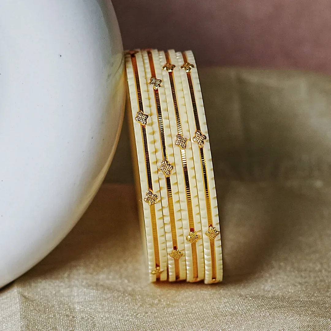 Premium Lightweight Acrylic Kada Bangles for Women (Pack of 4) - The Golden Cascade